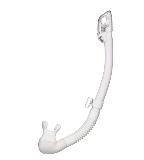 TUSA Hyperdry Elite II Dry Snorkel – Premium Dry Top Snorkel with Hyperdry Technology White Silicone White Pipe